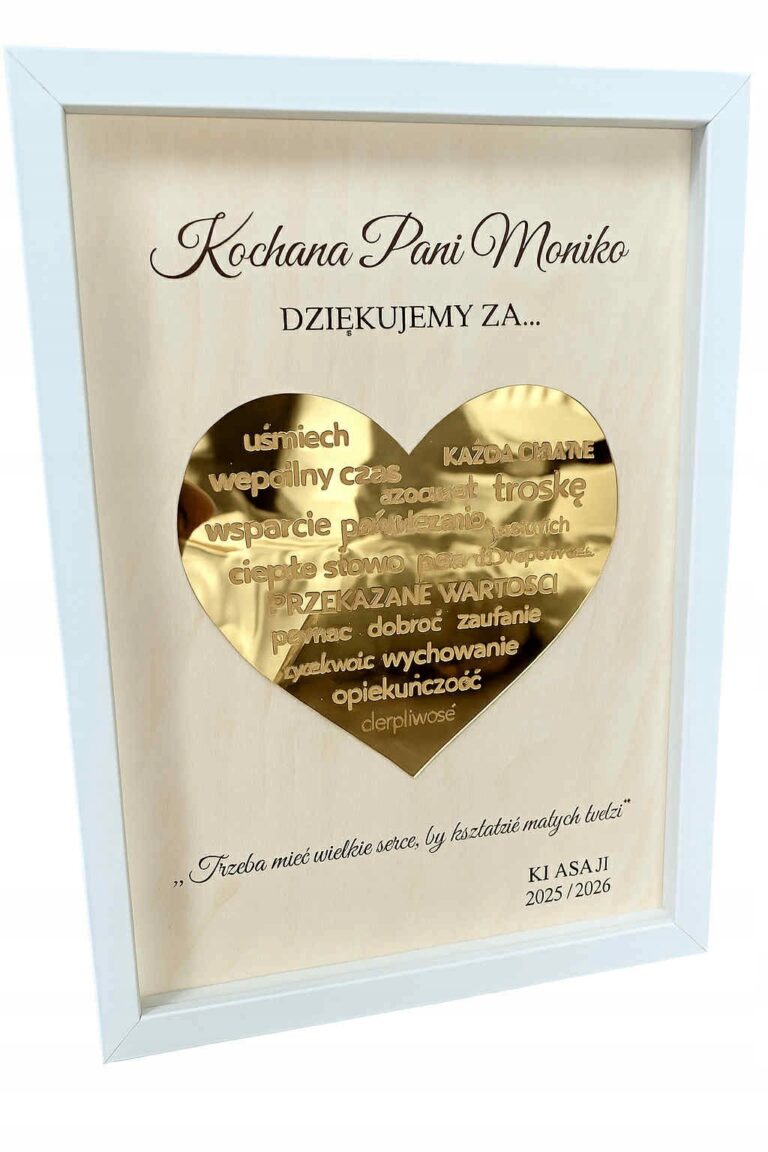 Ramka z sercem — podziękowanie dla nauczyciela