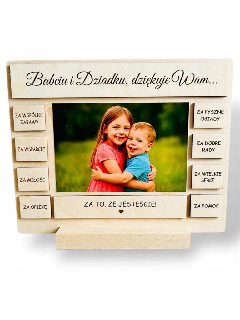 Ramka z imionami wnuków dla Babci i Dziadka — 25 × 21 cm